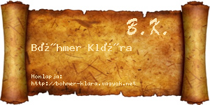 Böhmer Klára névjegykártya
