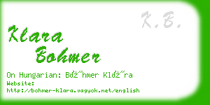 klara bohmer business card